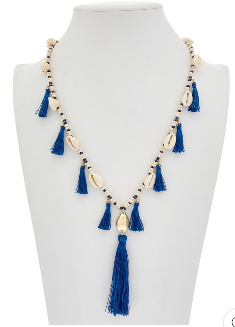 Lilly Pulitzer Tipsea Tassel & Sea shell Necklace indigo blue